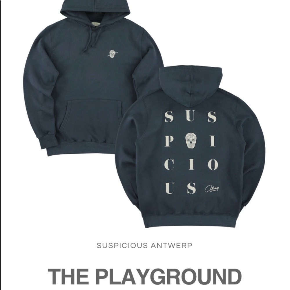 Suspicious Antwerp skull hoodie navy large